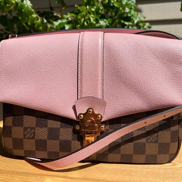 Louis Vuitton Clapton Shoulder Bag Magnolia Leather Damier Ebene Pink - Picture 3 of 9